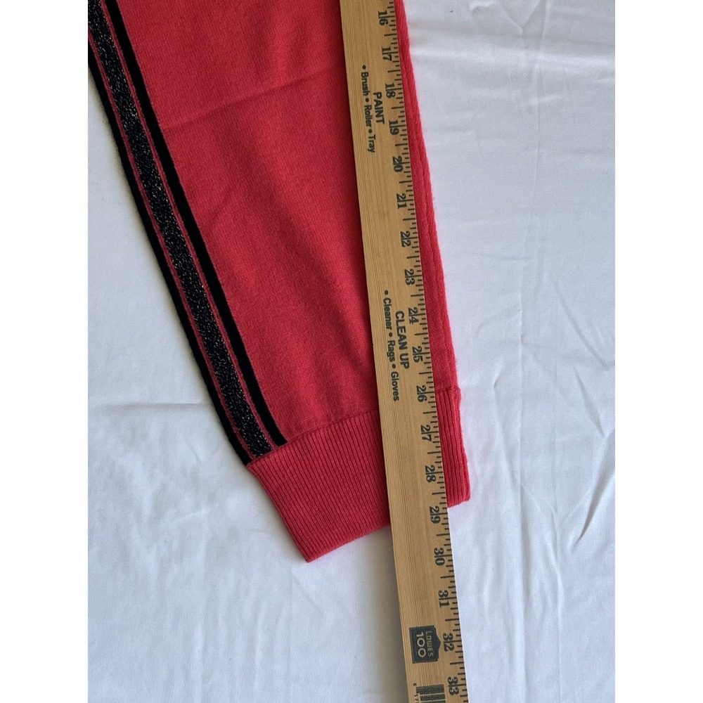 Juicy Couture Black Label Coral 100% Cashmere Track Pants Glitter Stripe Large - Picture 7 of 9